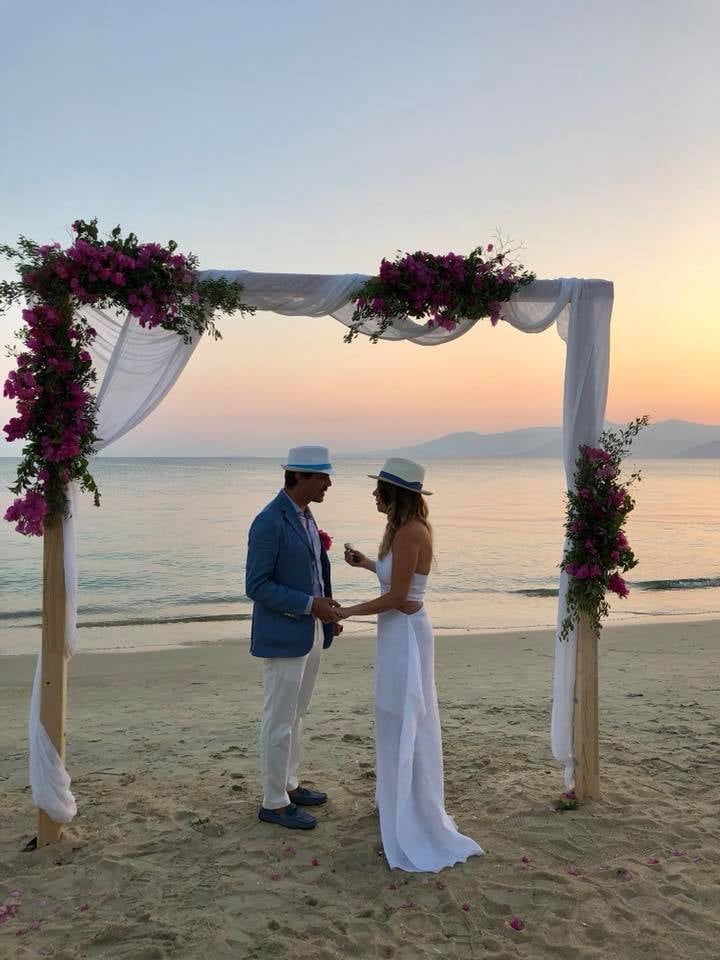 Wedding vows on the beach in Naxos, Greece, Santana Weddings