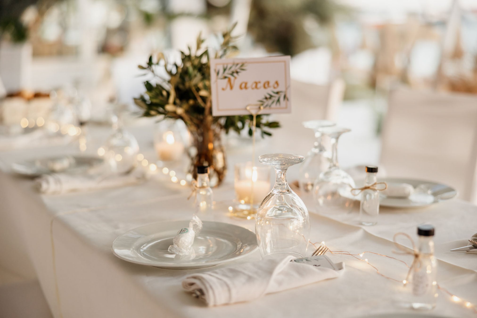 Wedding decoration details at Santana Weddings, Naxos